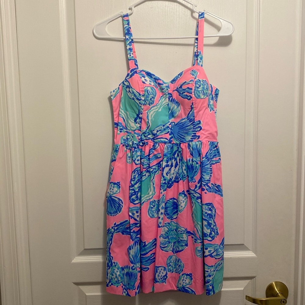 Lilly Pulitzer Seashell Dress in Pink and Blue Size 2
